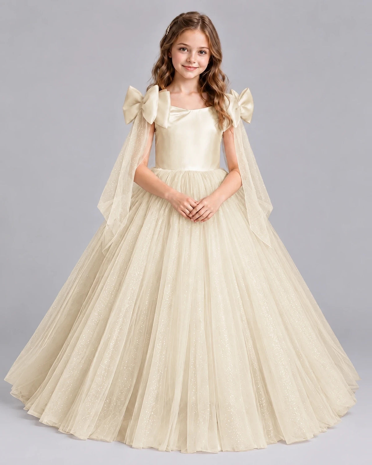 Champagne Ball Gown Girls Formal Dresses Front