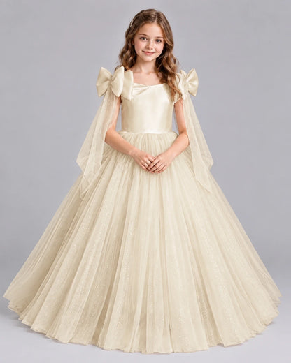 Champagne Ball Gown Girls Formal Dresses Front