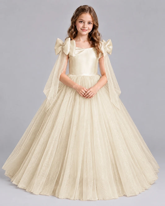Champagne Ball Gown Girls Formal Dresses Front