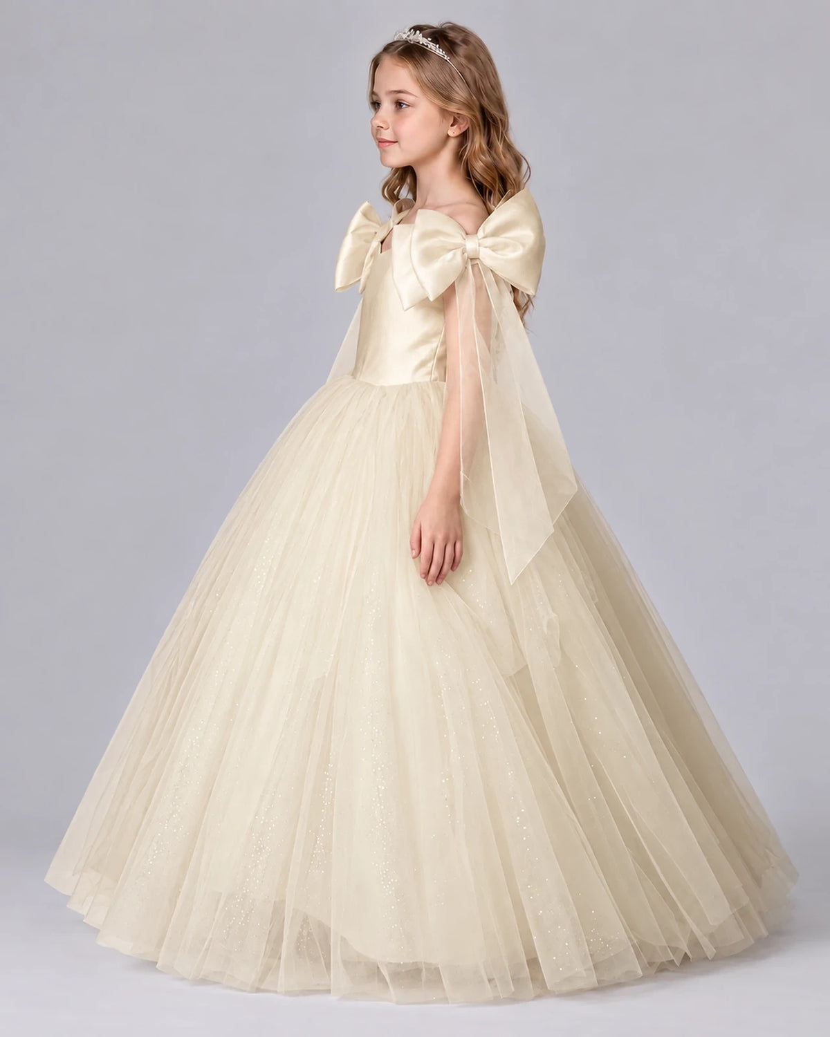 Champagne Ball Gown Girls Formal Dresses Side