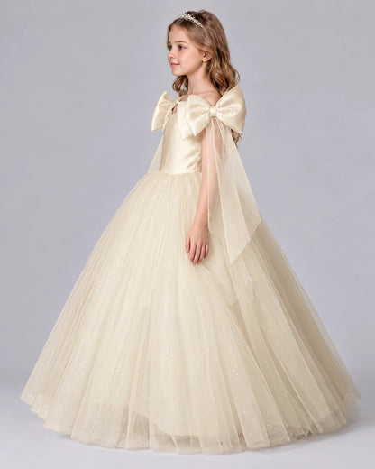 Champagne Ball Gown Girls Formal Dresses Side