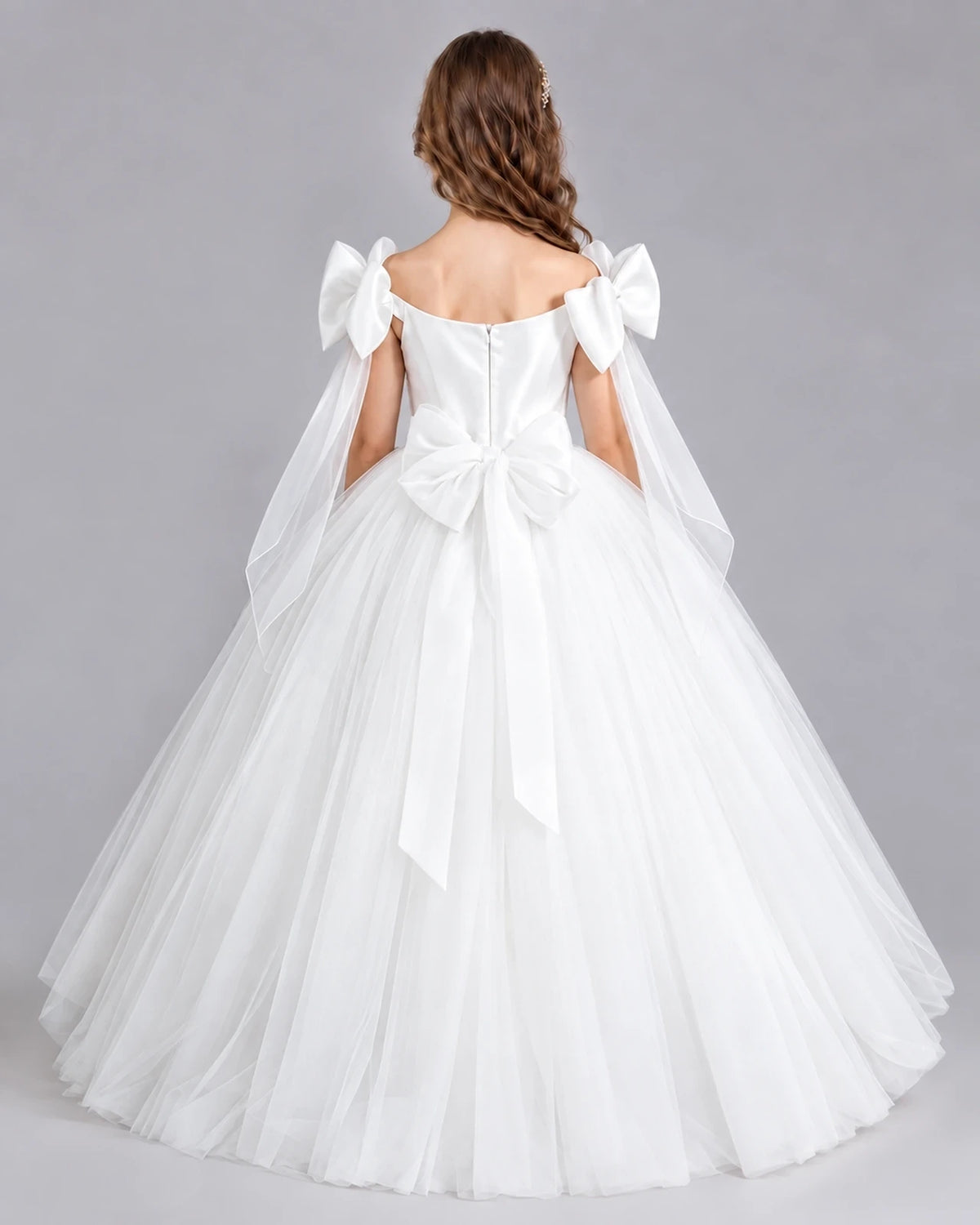 Ivory Ball Gown Girls Formal Dresses Back