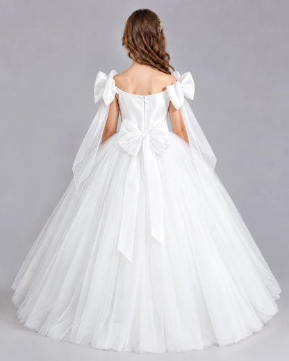Ivory Ball Gown Girls Formal Dresses Back