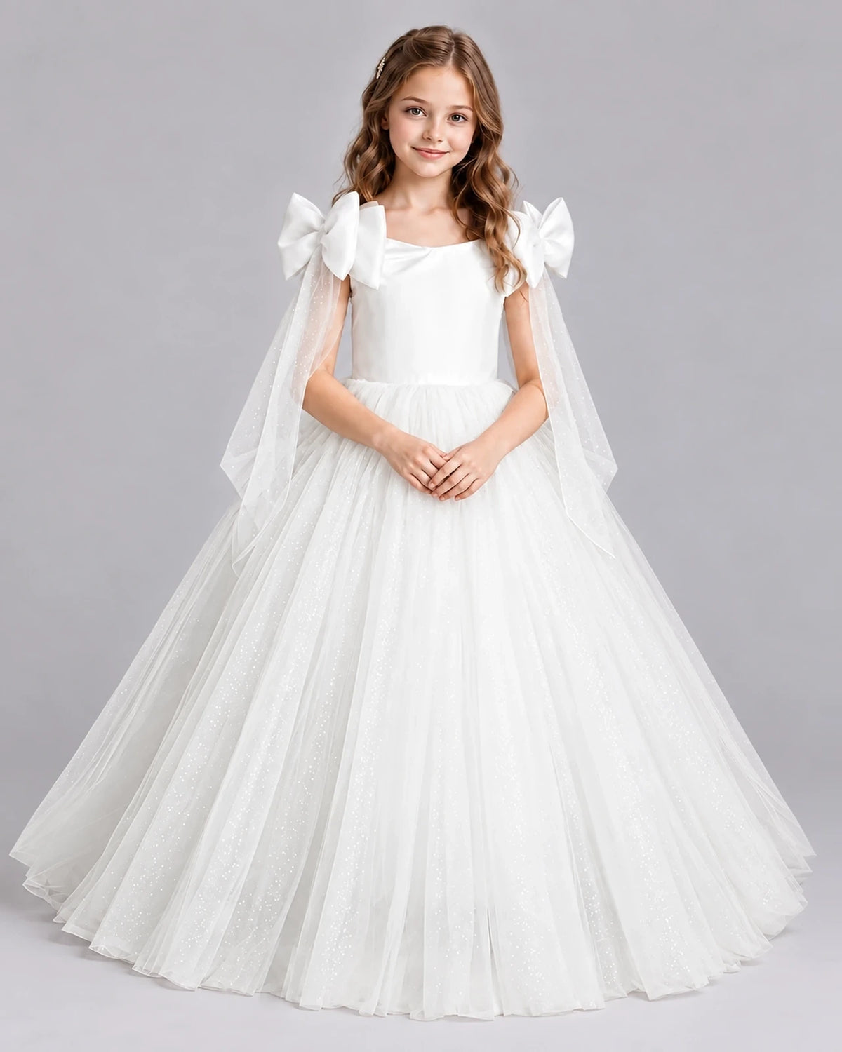 Ivory Ball Gown Girls Formal Dresses Front