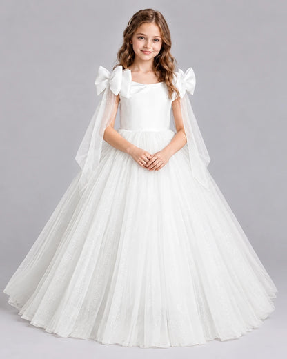 Ivory Ball Gown Girls Formal Dresses Front