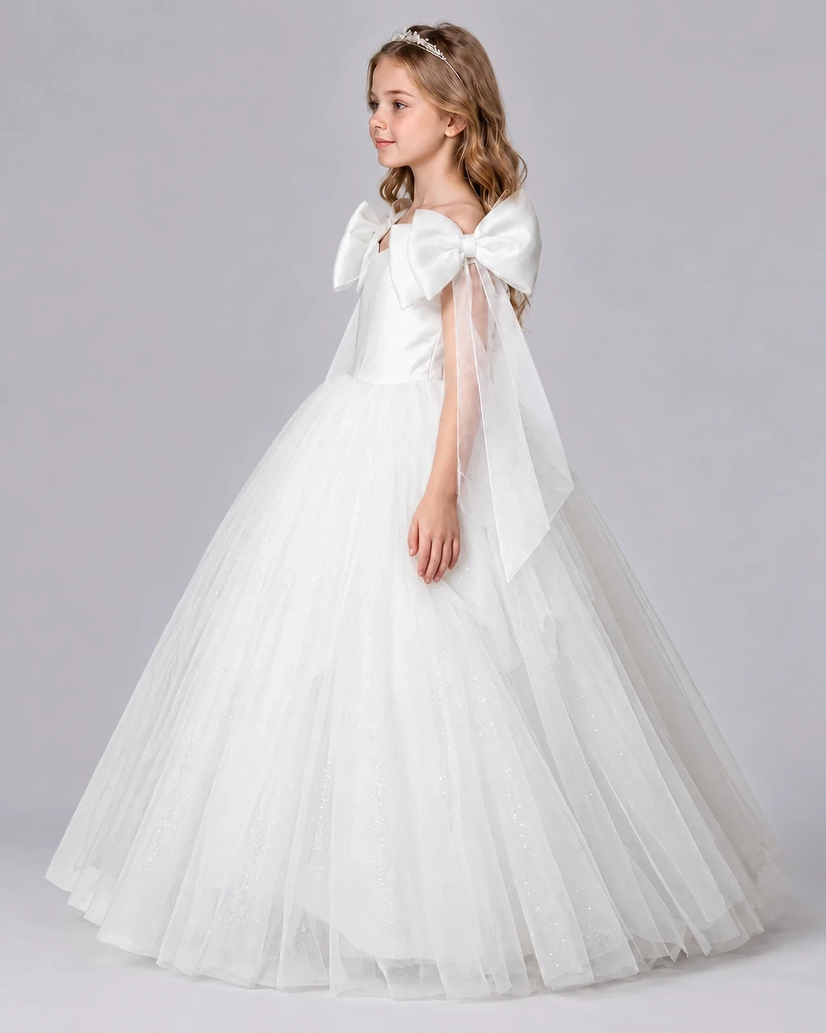 Ivory Ball Gown Girls Formal Dresses Side