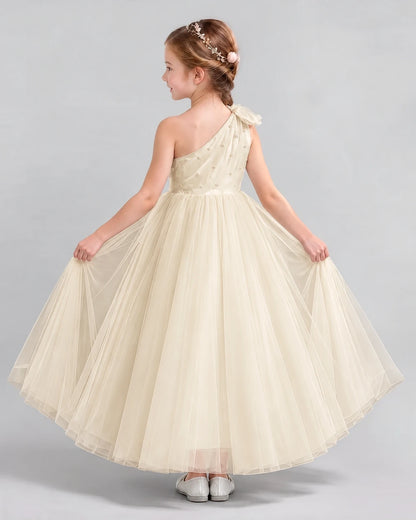 Champagne Ball Gown Girls Formal Dresses Back
