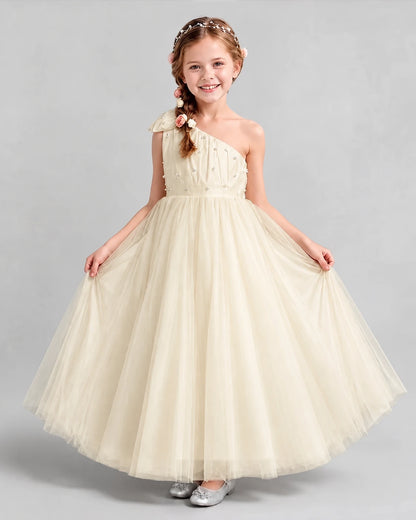 Champagne Ball Gown Girls Formal Dresses Front