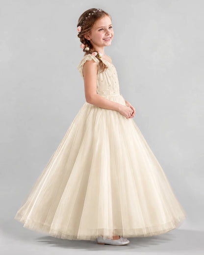 Champagne Ball Gown Girls Formal Dresses Side