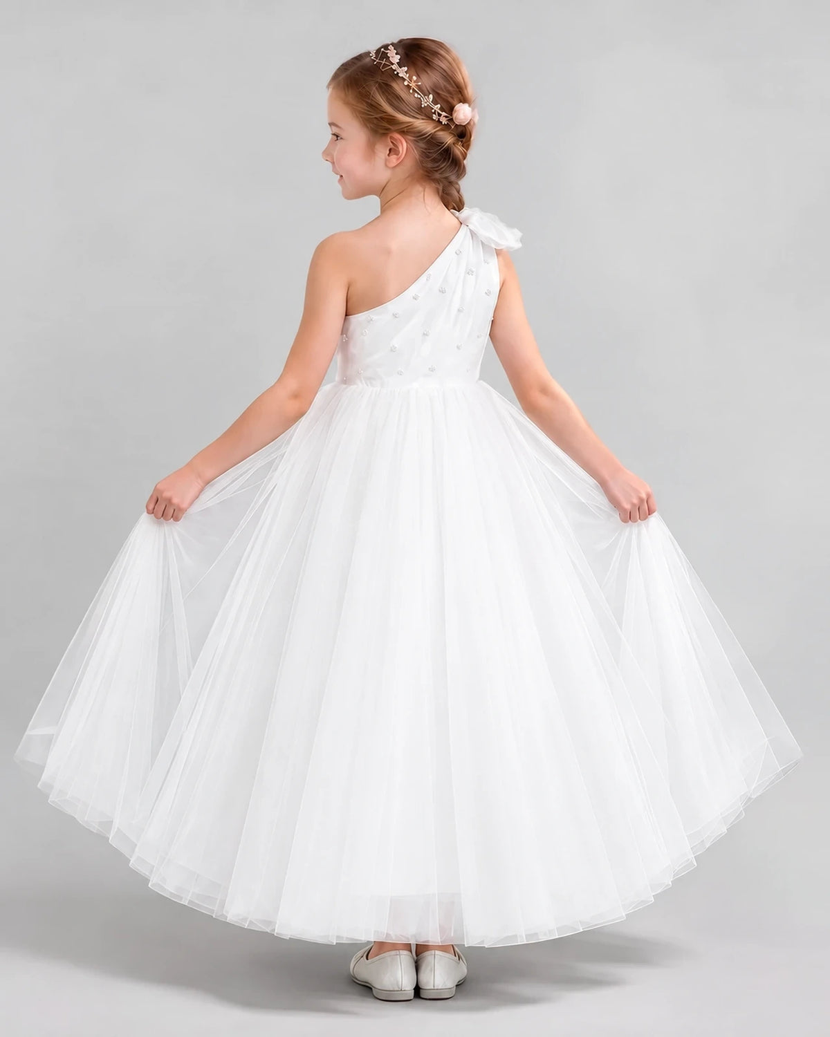 Ivory Ball Gown Girls Formal Dresses Back