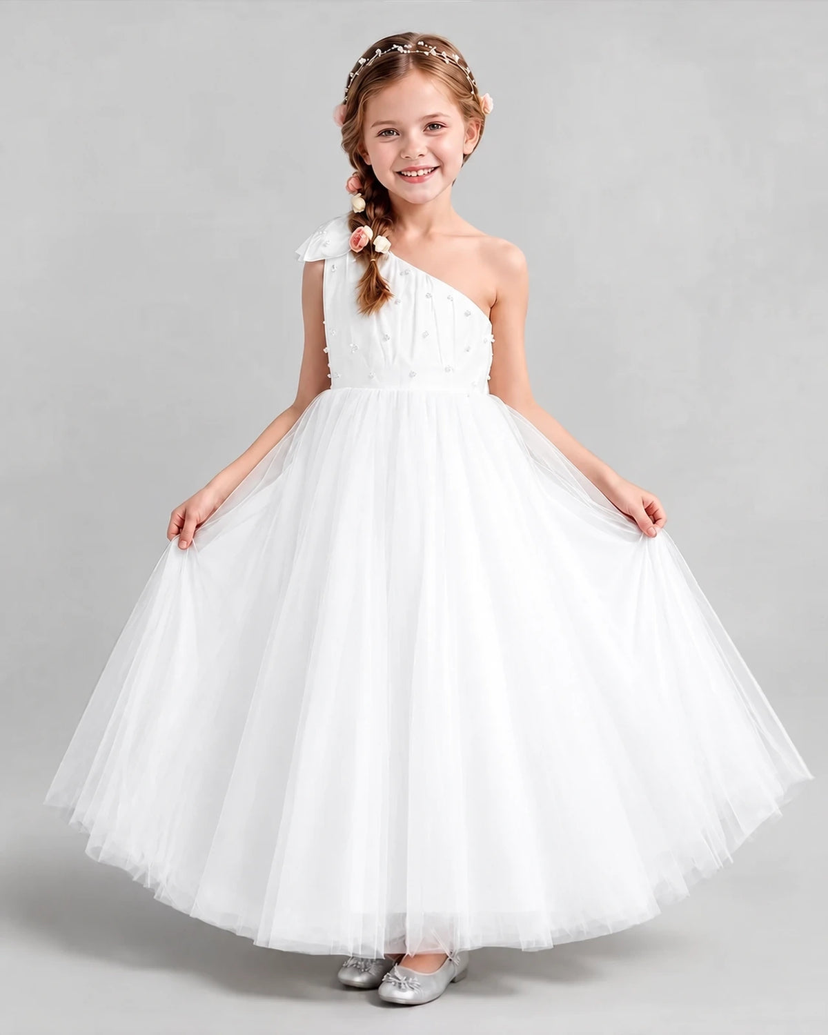 Ivory Ball Gown Girls Formal Dresses Front
