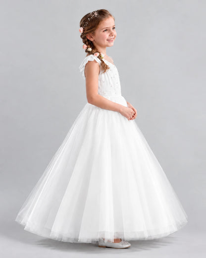 Ivory Ball Gown Girls Formal Dresses Side