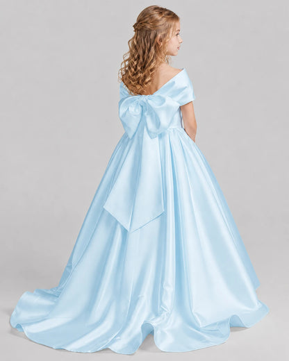 Baby Blue Ball Gown First Communion Dresses Back