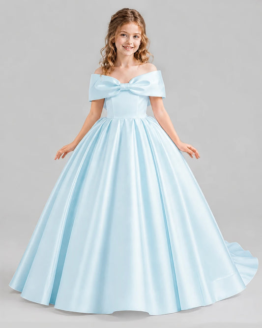 Baby Blue Ball Gown First Communion Dresses Front