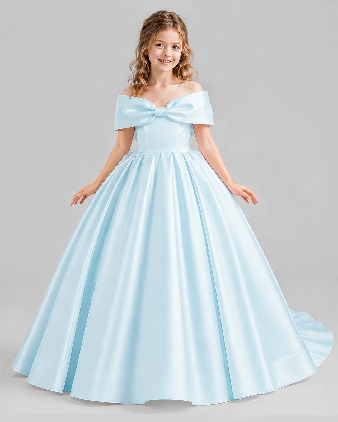 Baby Blue Ball Gown First Communion Dresses Front