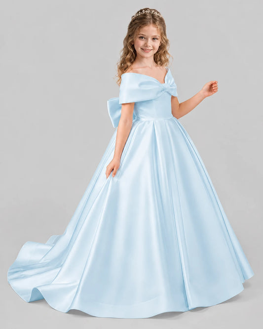 Baby Blue Ball Gown First Communion Dresses Side