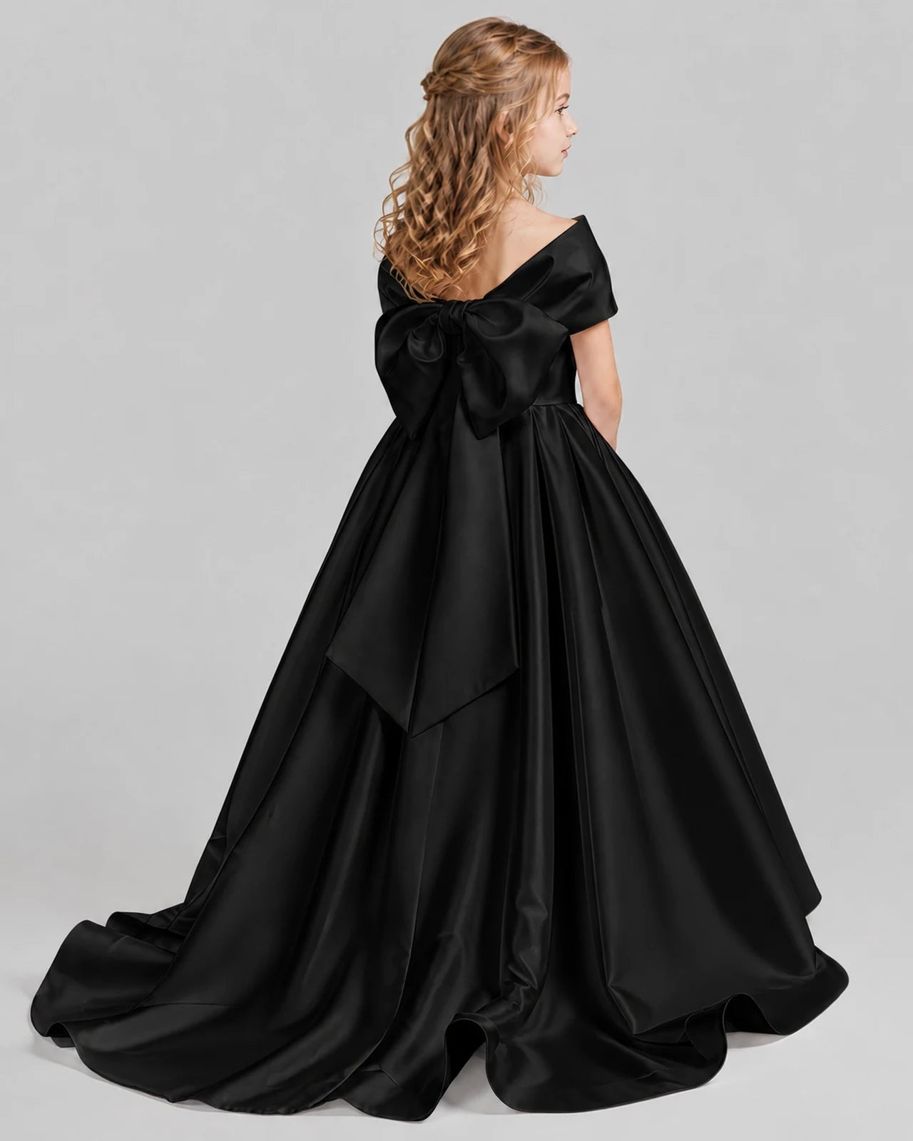 Black Ball Gown First Communion Dresses Back