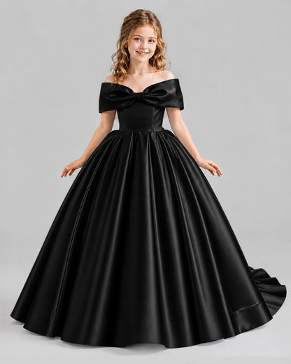 Black Ball Gown First Communion Dresses Front