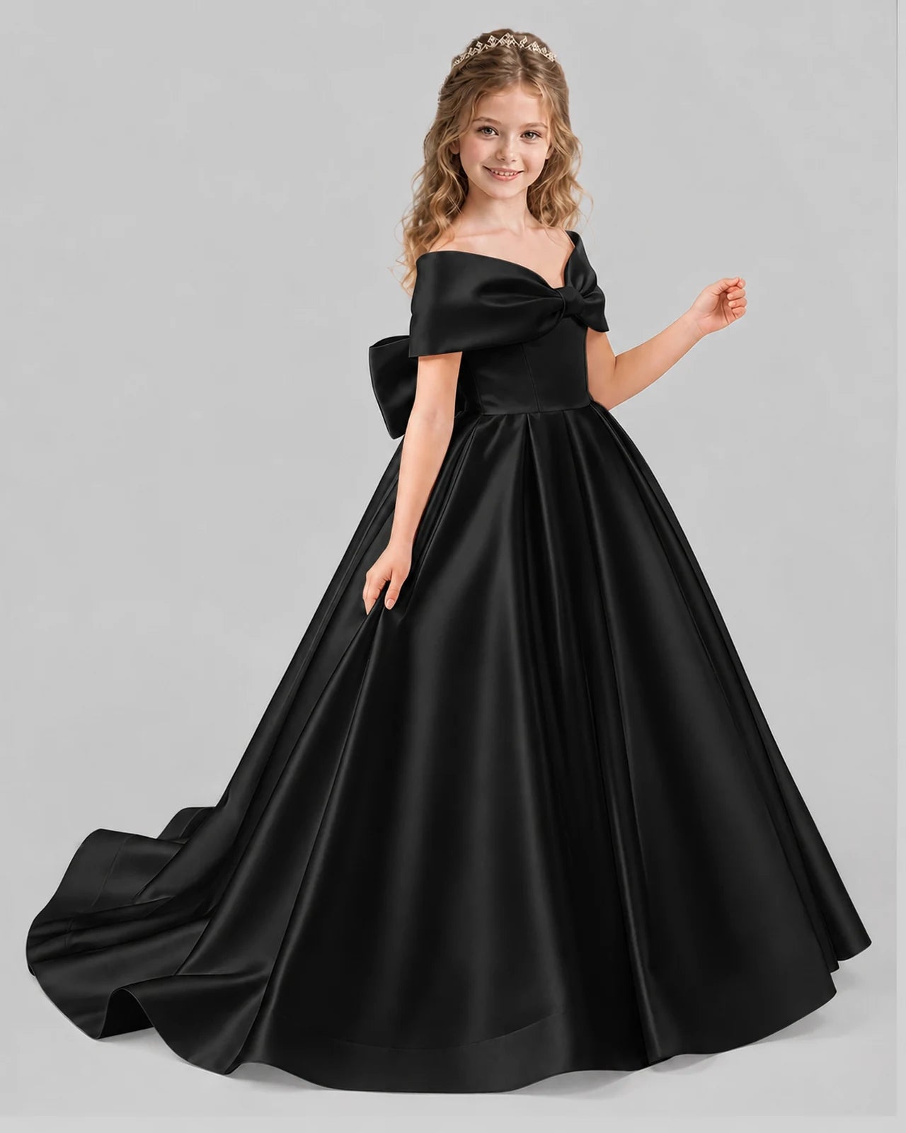 Black Ball Gown First Communion Dresses Side