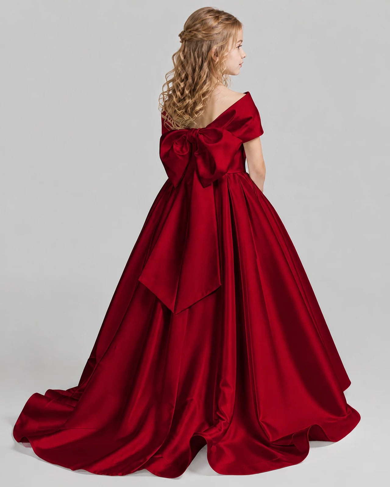 Burgundy Ball Gown First Communion Dresses Back