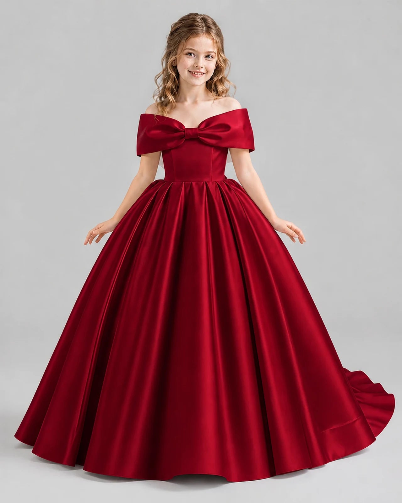 Burgundy Ball Gown First Communion Dresses Front