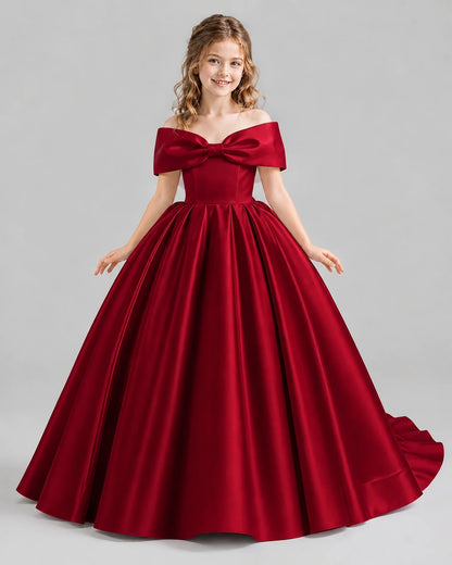 Burgundy Ball Gown First Communion Dresses Front