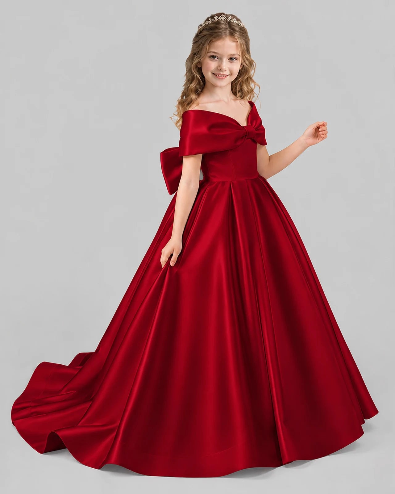 Burgundy Ball Gown First Communion Dresses Side
