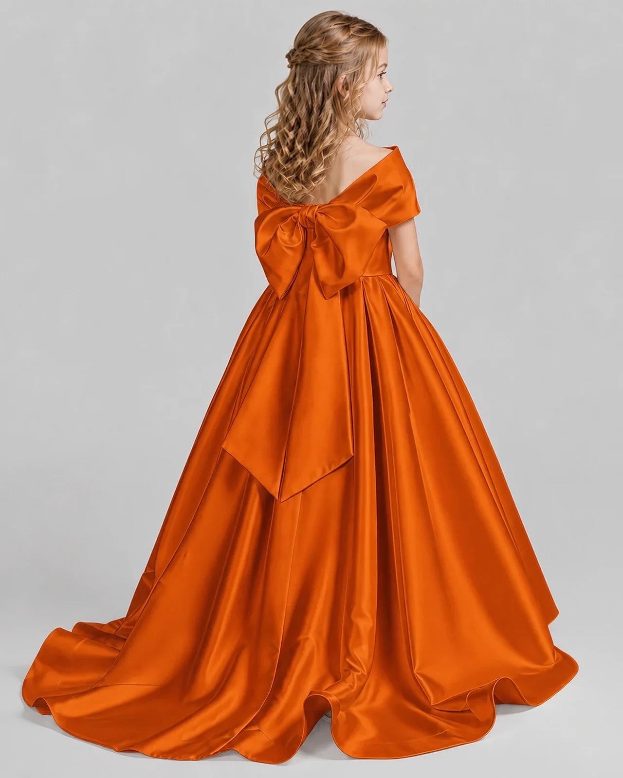 Burnt Orange Ball Gown First Communion Dresses Back