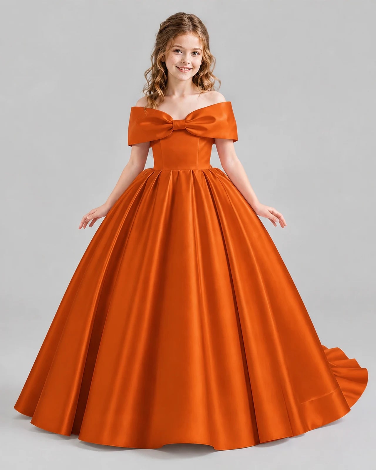 Burnt Orange Ball Gown First Communion Dresses Front