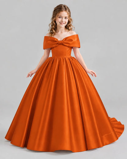 Burnt Orange Ball Gown First Communion Dresses Front