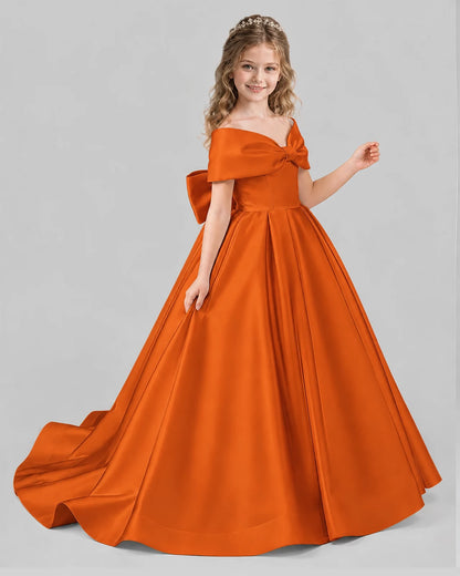 Burnt Orange Ball Gown First Communion Dresses Side