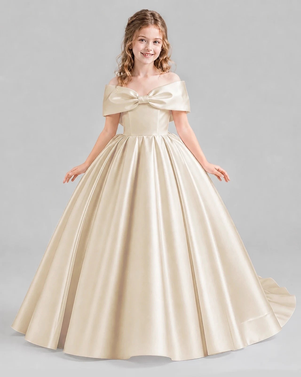 Champagne Ball Gown First Communion Dresses Front