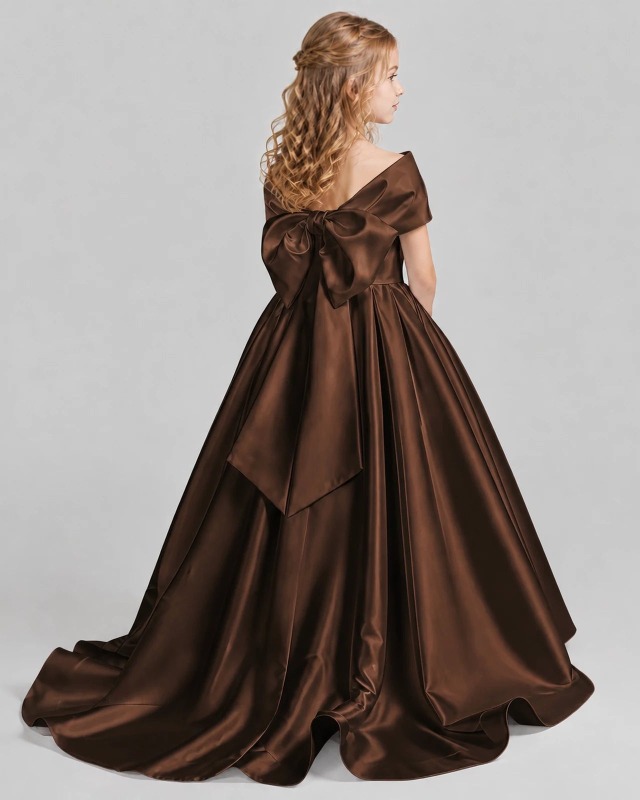 Chocolate Ball Gown First Communion Dresses Back