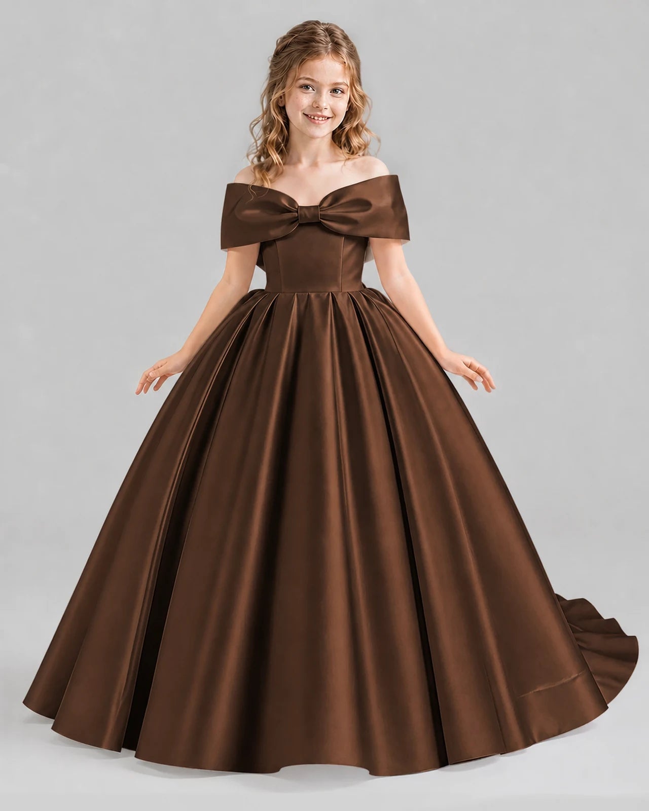 Chocolate Ball Gown First Communion Dresses Front