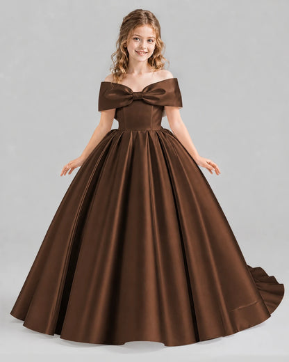 Chocolate Ball Gown First Communion Dresses Front