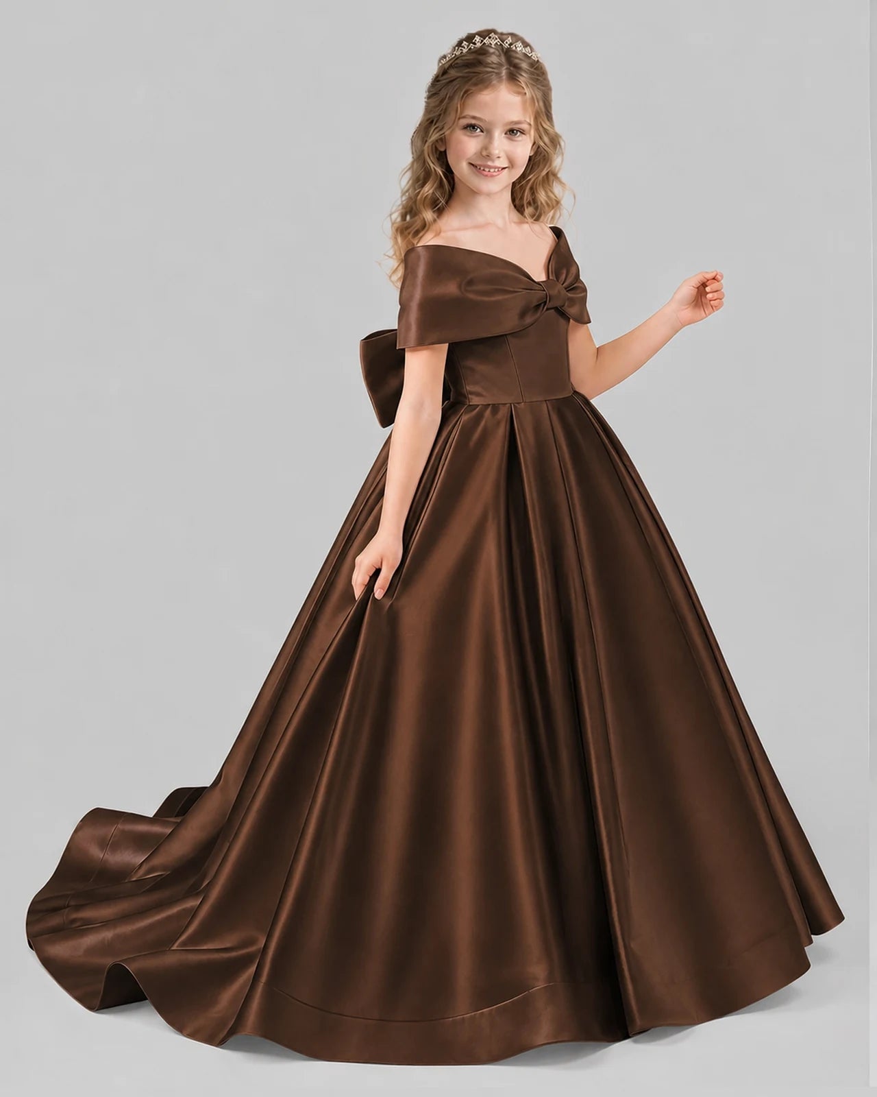 Chocolate Ball Gown First Communion Dresses Side