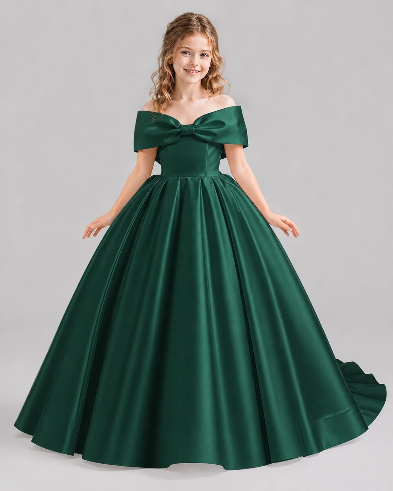 Dark Green Ball Gown First Communion Dresses Front