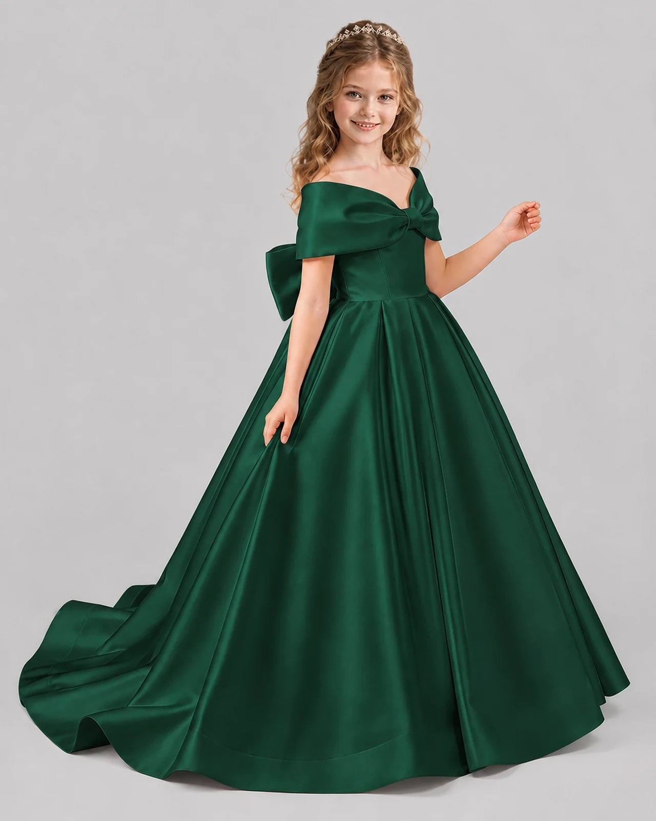 Dark Green Ball Gown First Communion Dresses Side