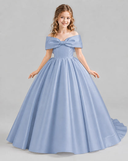 Dusty Blue Ball Gown First Communion Dresses Front