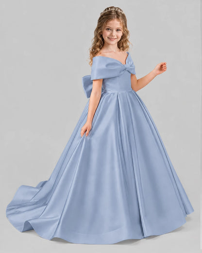 Dusty Blue Ball Gown First Communion Dresses Side