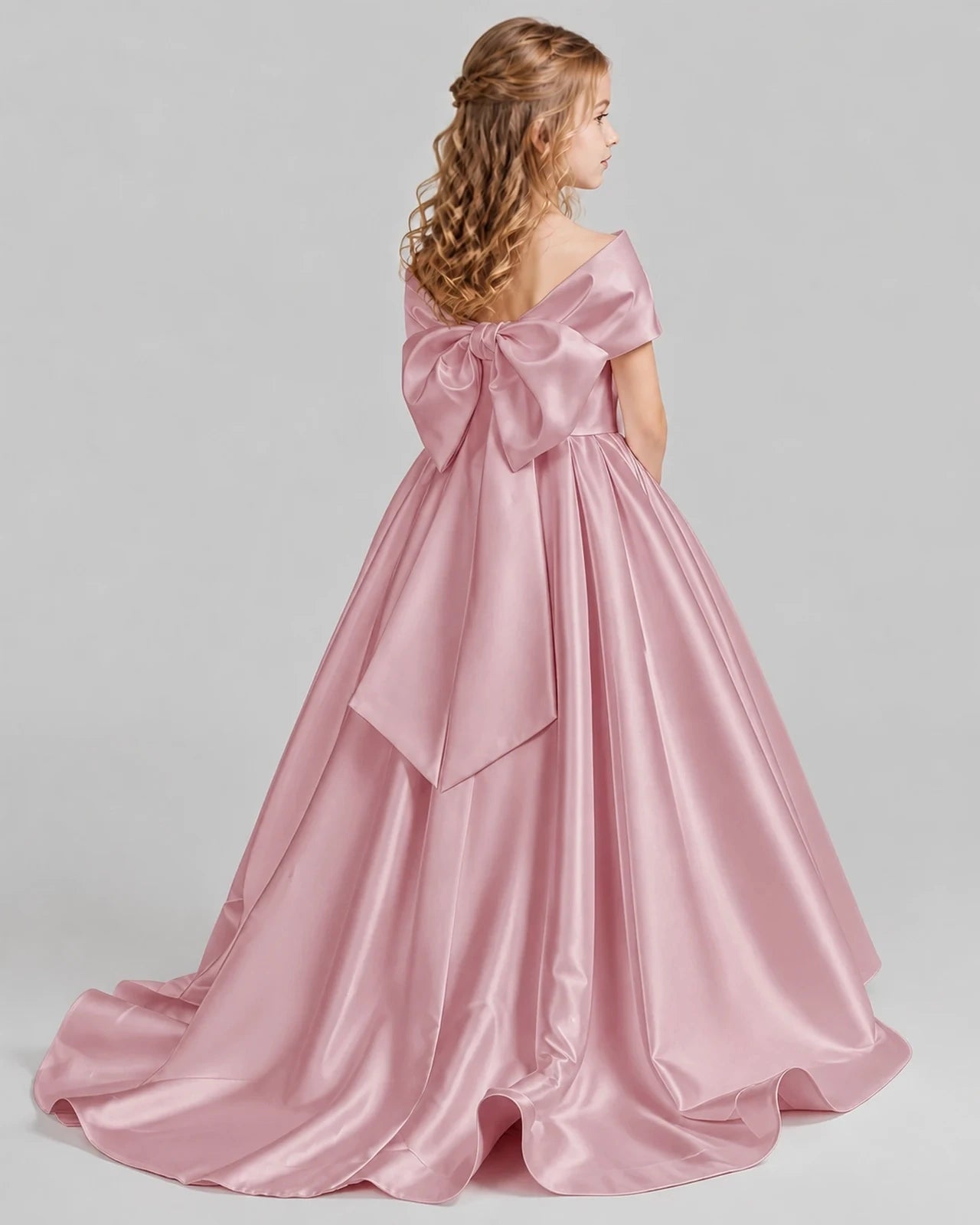 Dusty Rose Ball Gown First Communion Dresses Back