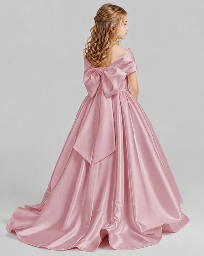Dusty Rose Ball Gown First Communion Dresses Back