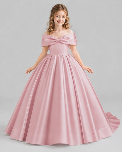 Dusty Rose Ball Gown First Communion Dresses Front