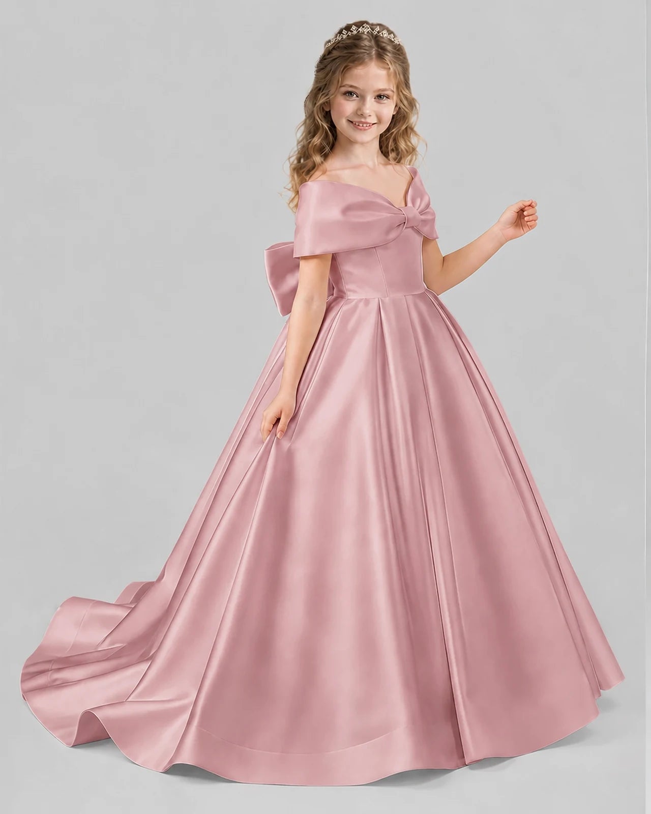 Dusty Rose Ball Gown First Communion Dresses Side