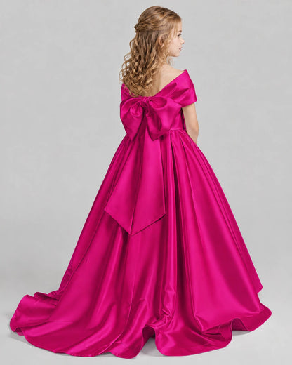 Hot Pink Ball Gown First Communion Dresses Back