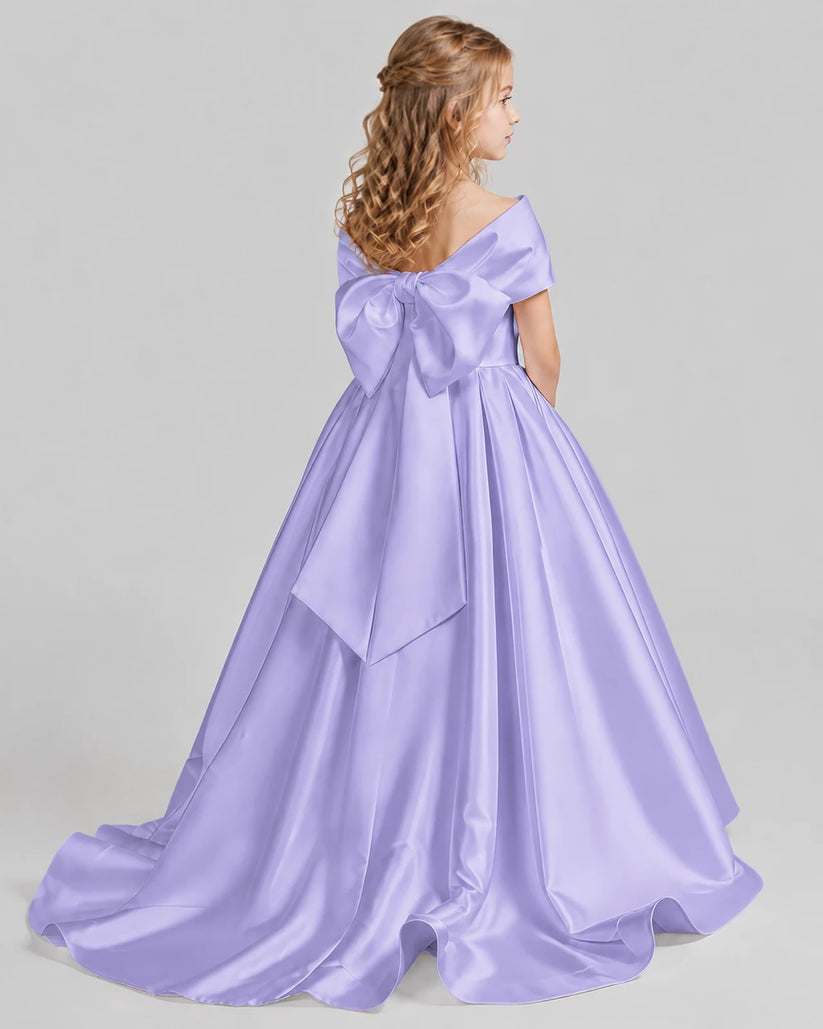 Lavender Ball Gown First Communion Dresses Back