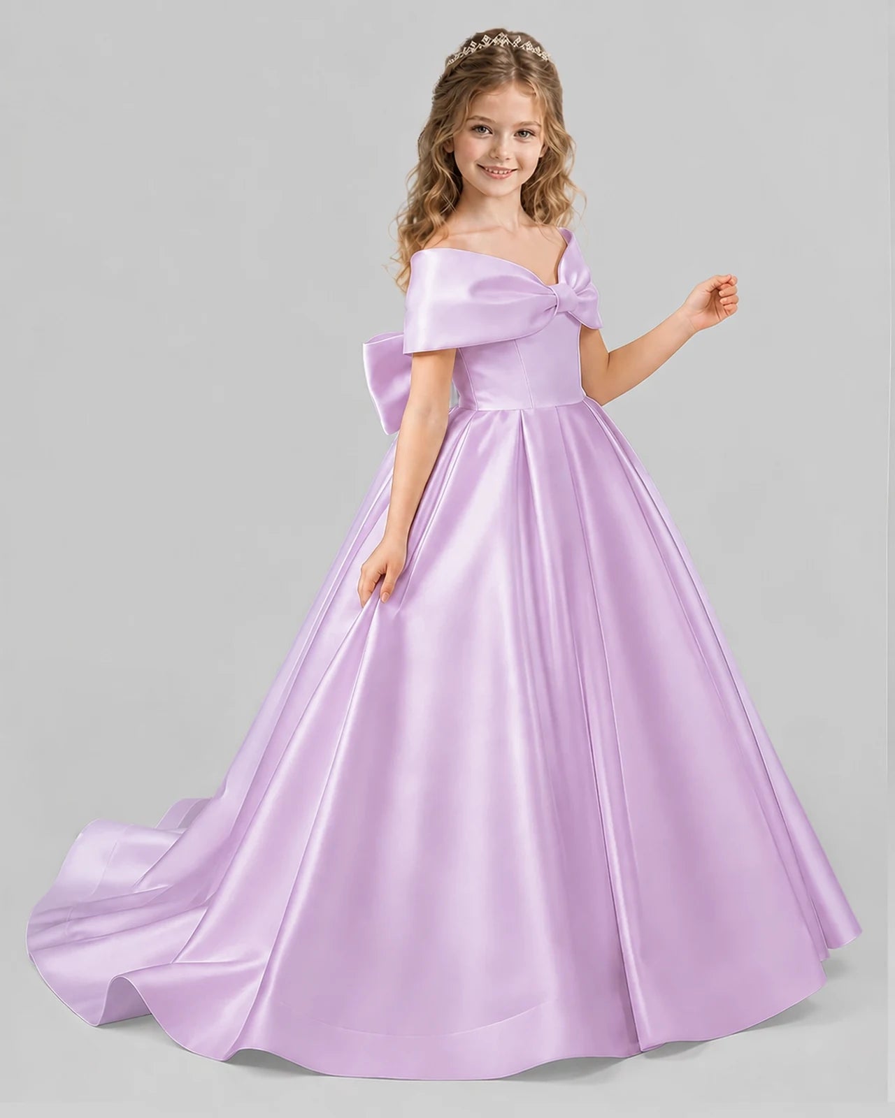 Lilac Ball Gown First Communion Dresses Side