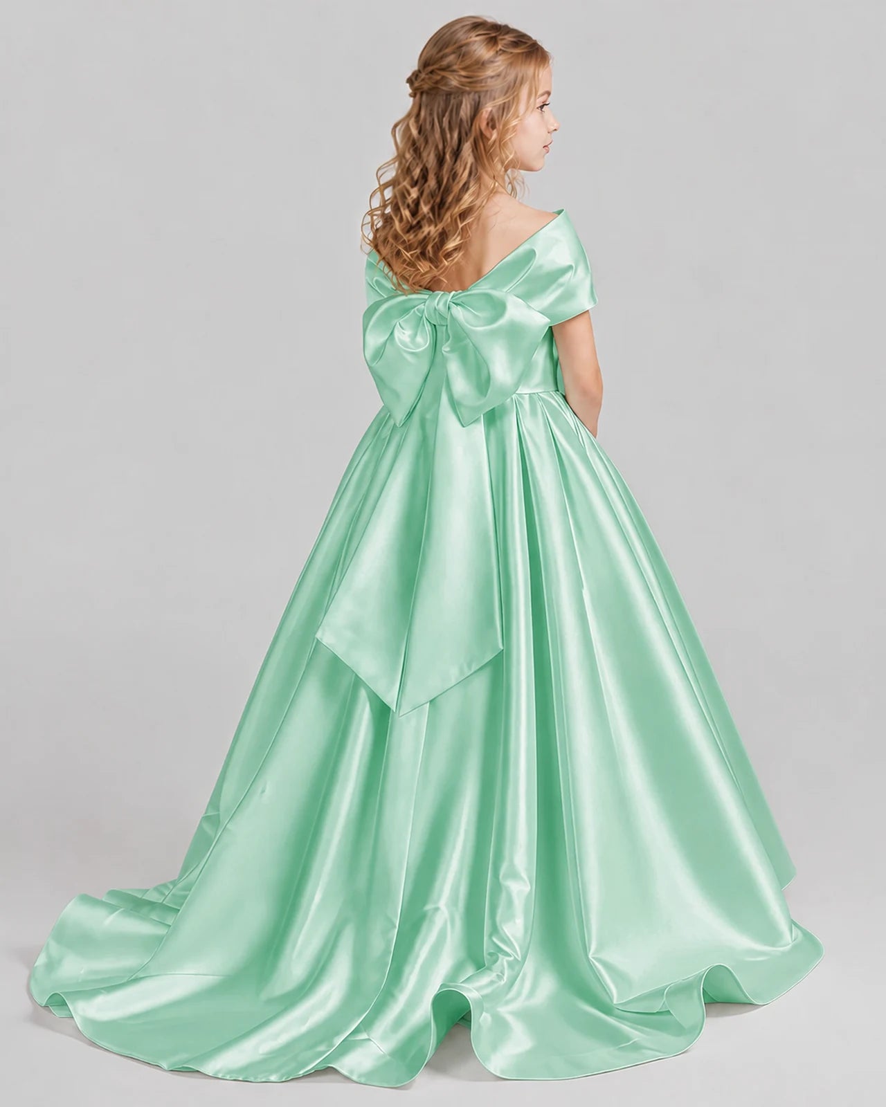 Mint Green Ball Gown First Communion Dresses Back