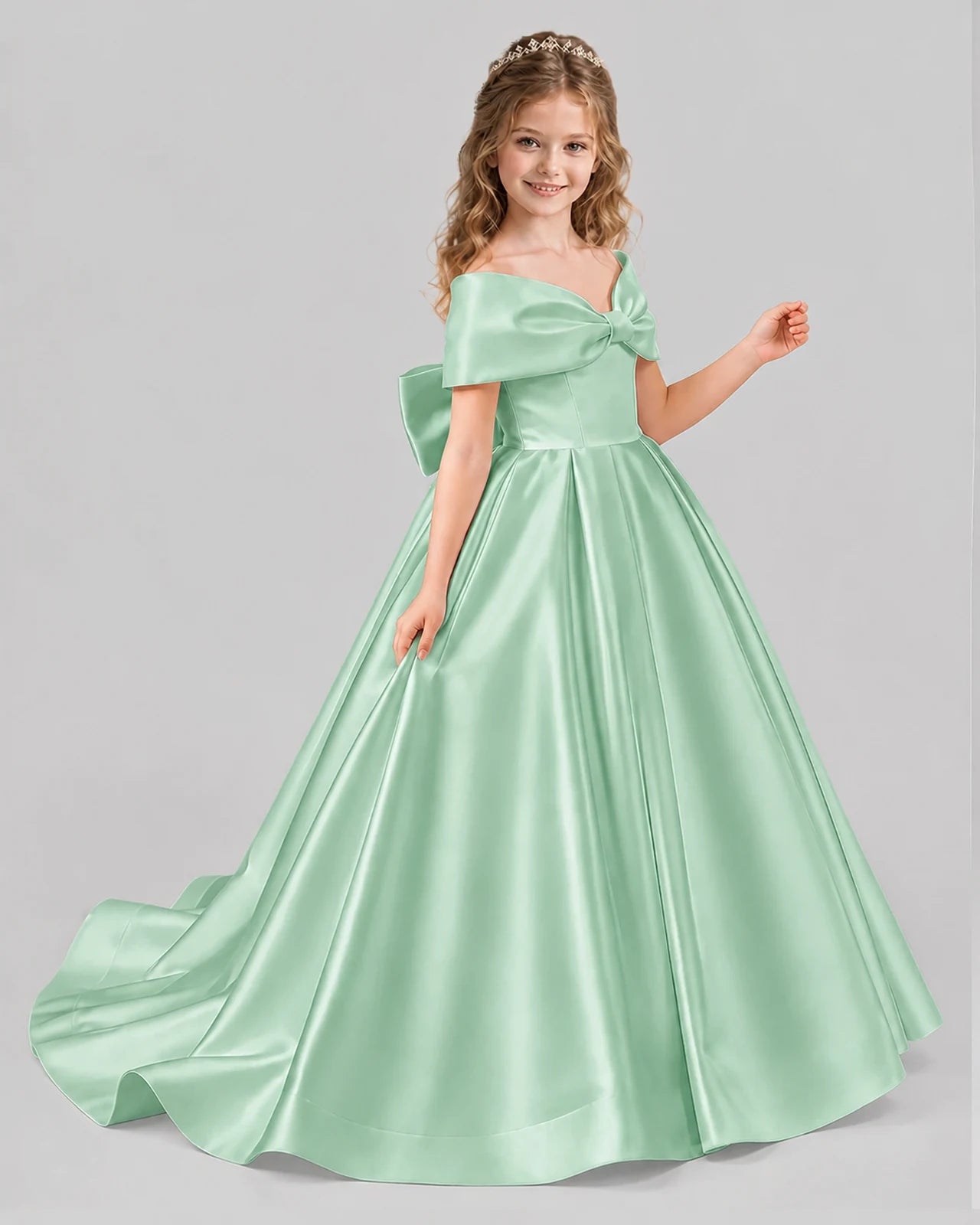 Mint Green Ball Gown First Communion Dresses Side