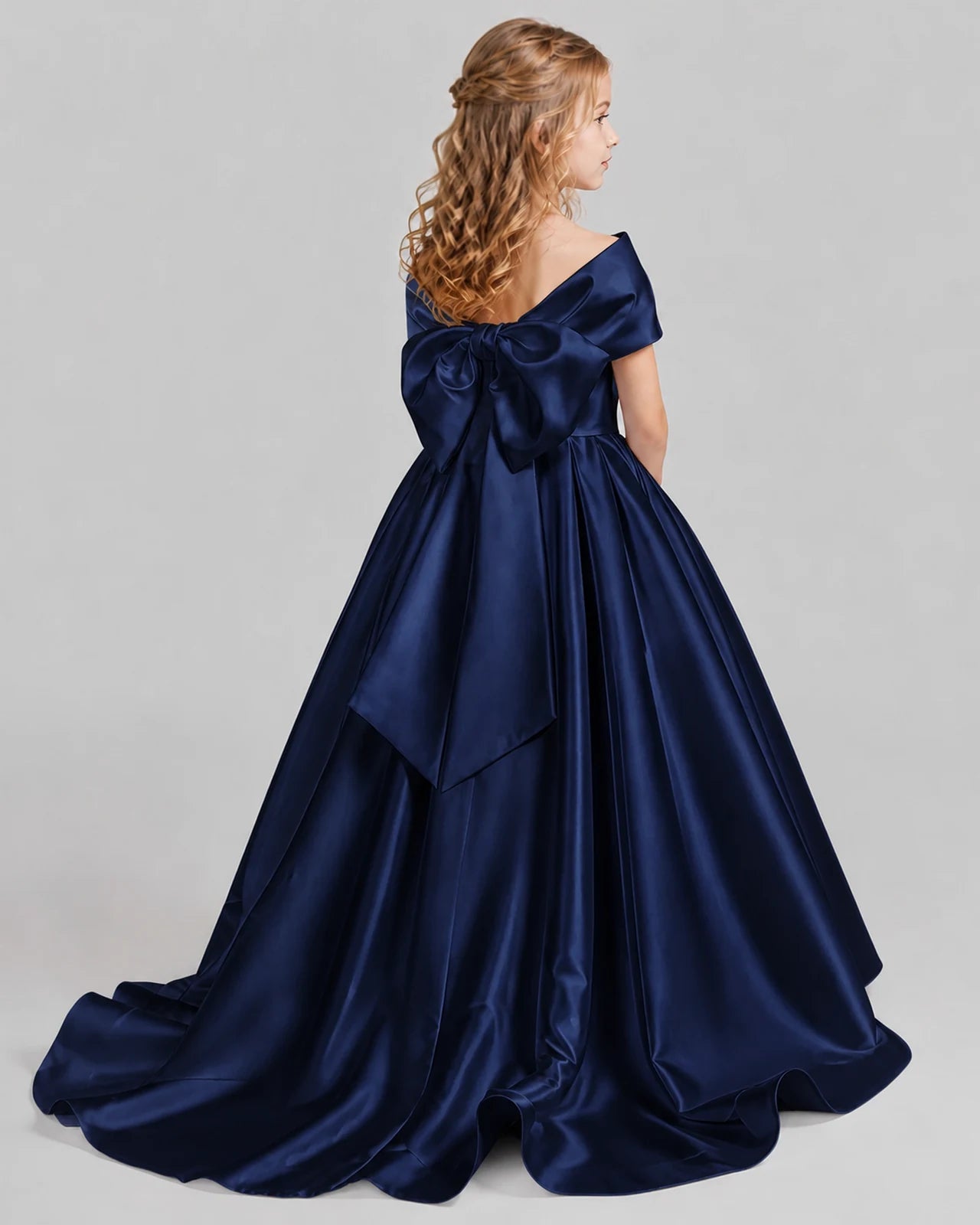 Navy Blue Ball Gown First Communion Dresses Back